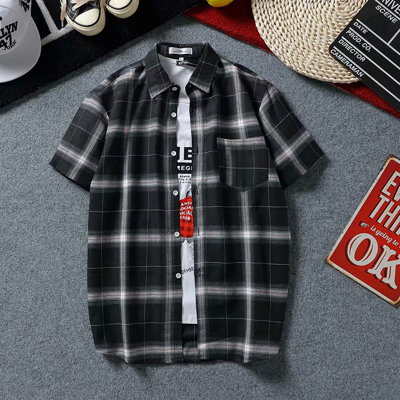 Men's dynamic style short-sleeved striped shirt