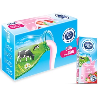 1 Thùng 48 Hộp Sữa Uống Tiệt Trùng Dutch Lady Cô Gái Hà Lan Dâu (48 x 180ml)