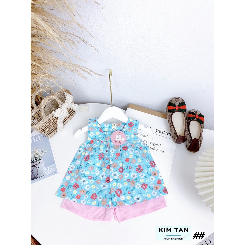 Bộ quần áo Hoa Nhí  ⚡FREESHIP⚡ Chất Thô Đũi Cho Bé Gái Thoải Mái, Thoáng Mát Ngày Hè