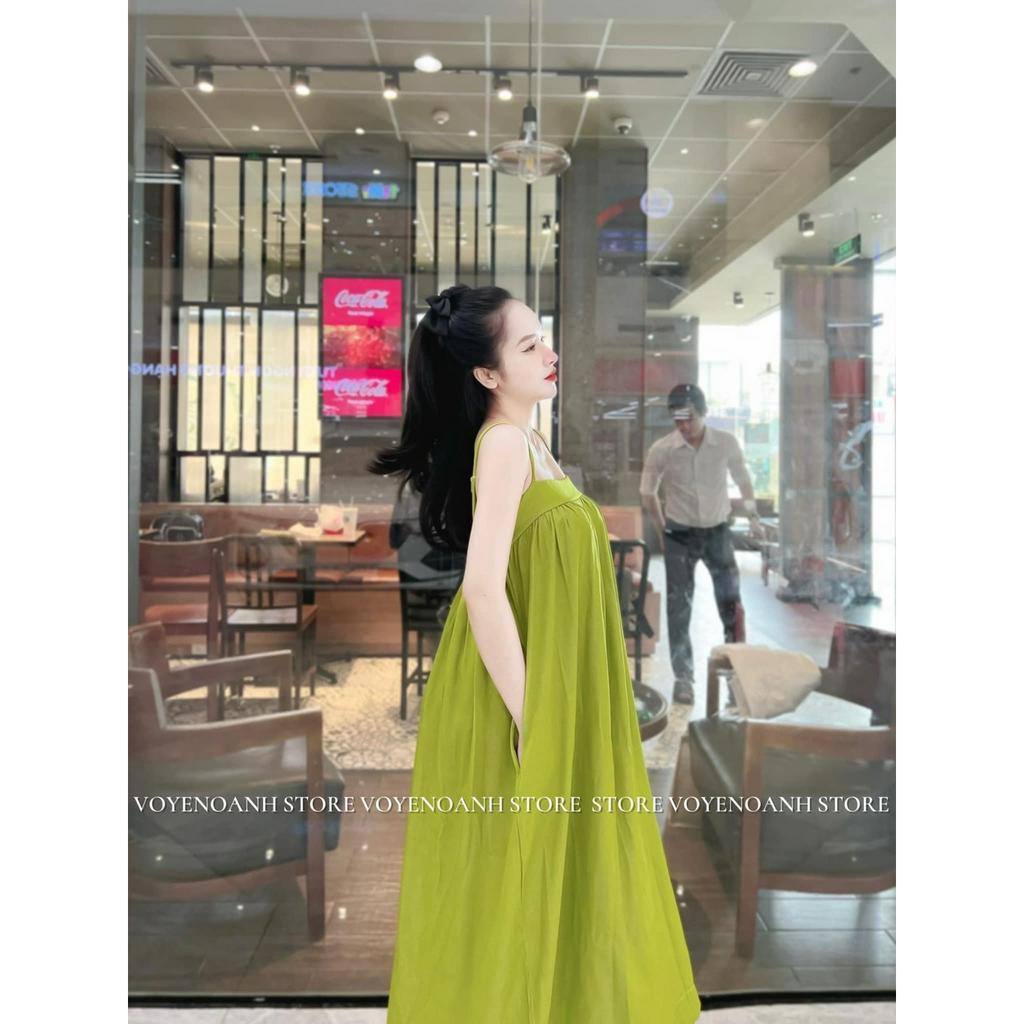 [6.6 Sales Freeship] Đần maxi trơn dáng dài 2 dây đi biển, đầm suông dài qua gối đi du lịch sống ảo siêu xinh mtb
