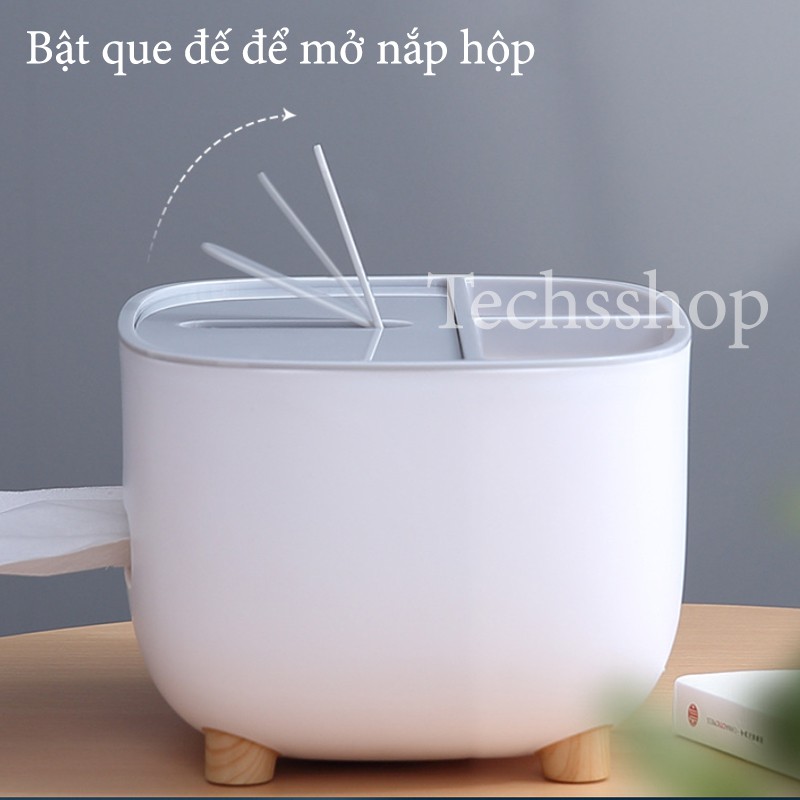 Hộp Đựng Giấy Để Bàn Ecoco E2009 Có Giá Để Điện Thoại - Hôp Để Giấy Ăn Các Loại Phòng Khách Nhà Bếp Đa Năng