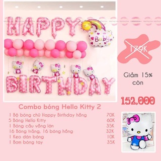 Combo bóng dán sinh nhật hello kitty