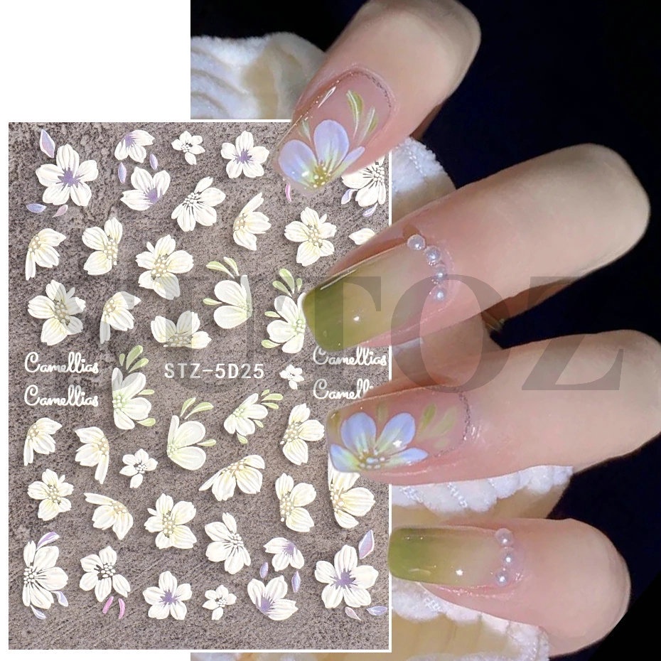 Miếng Dán Trang Trí Móng Tay 5D Hình Hoa Tulip Đẹp Mắt