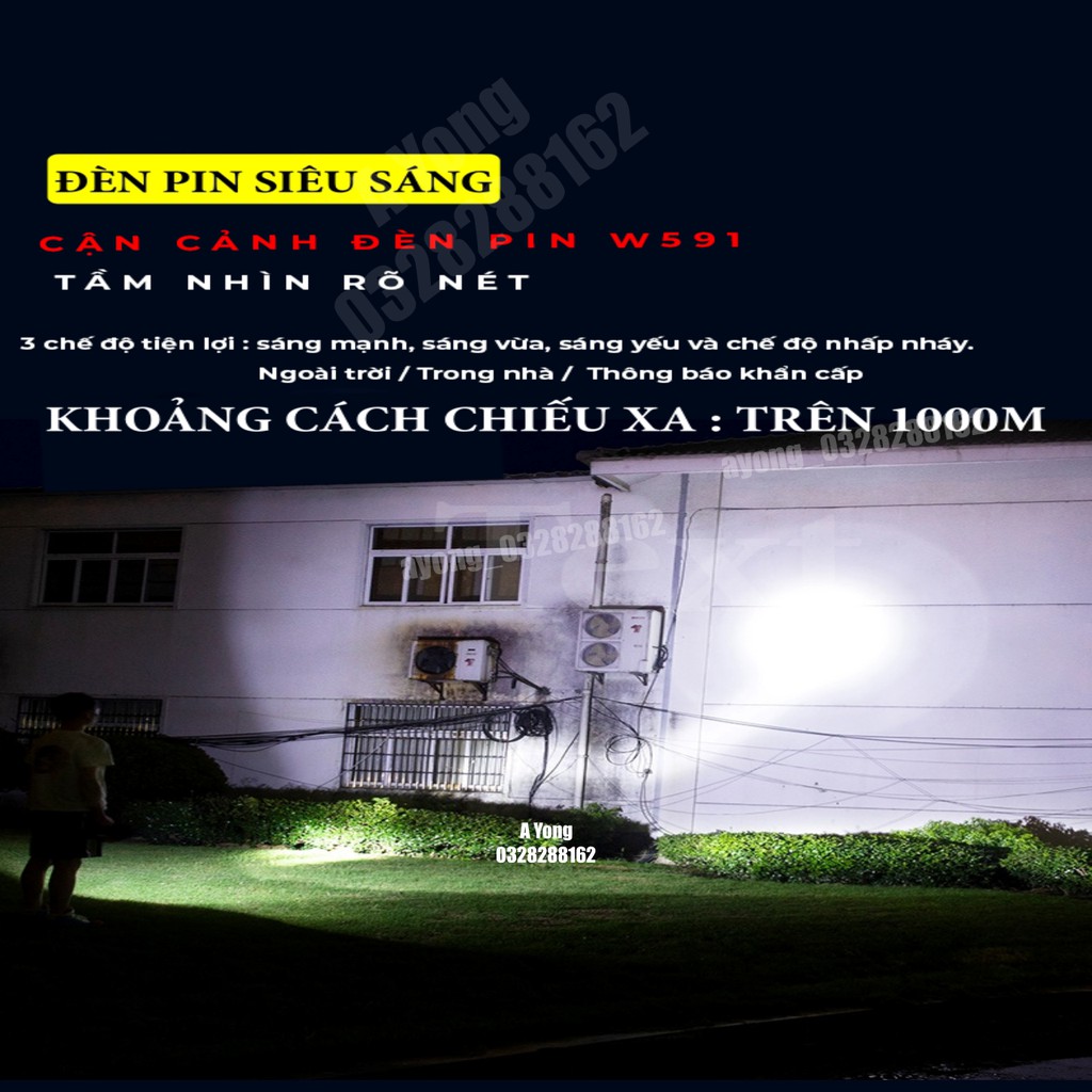 [  Xả Kho ] Đèn pin siêu sáng W591 - chiếu sáng xa lên đến trên 1000m , pin4 đến 6 tiếng , 4 chế độ sáng | BigBuy360 - bigbuy360.vn