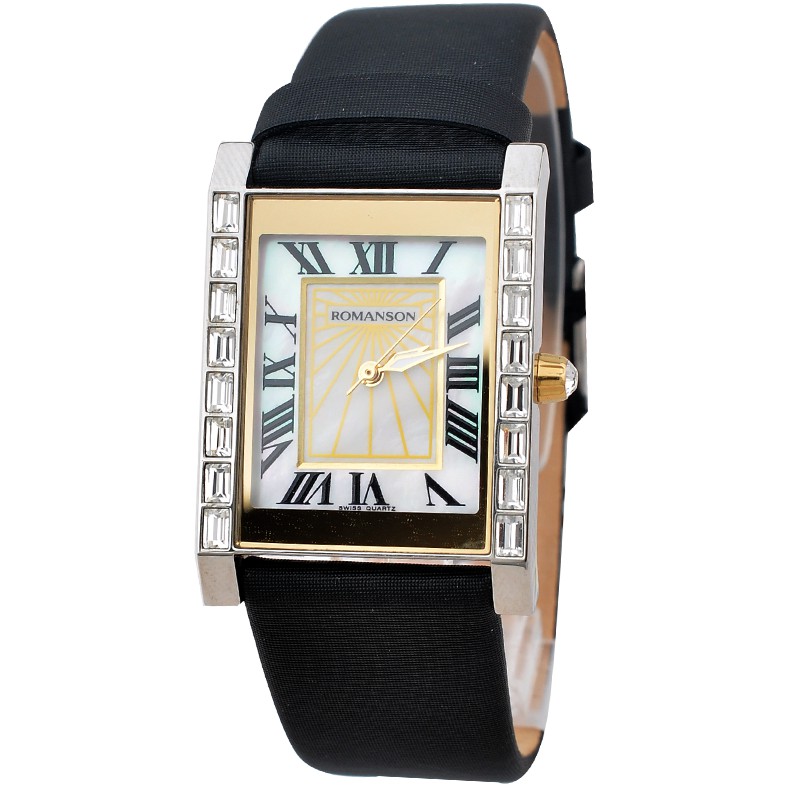 Đồng hồ Romanson Watch RL1215TLCWH nữ máy Thụy Sĩ mặt kính chống xước đính đá dây da cao cấp chính hãng
