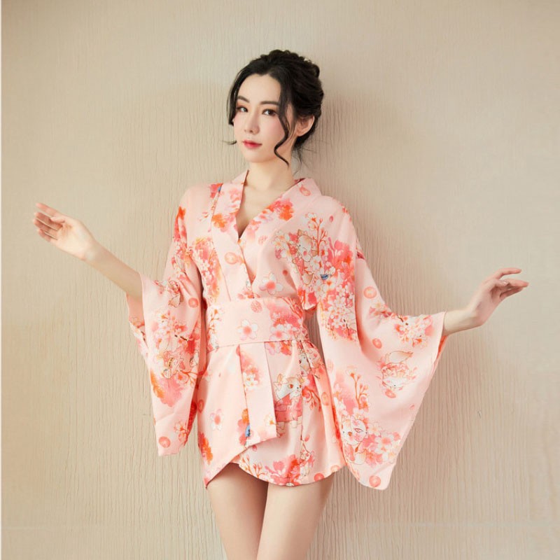 Đồ NgủGIẢM GIÁ TỐI ĐA 100KÁo choàng ngủ Kimono hoa đào cao cấp kèm chíp B157