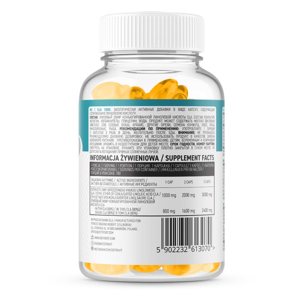 OSTROVIT CLA 1000MG - CLA HỖ TRỢ GIẢM MỠ TỰ NHIÊN, KHÔNG CHẤT KÍCH THÍCH 1000MG