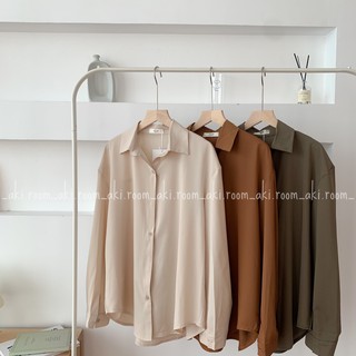 Áo sơ mi lụa trơn cúc tay