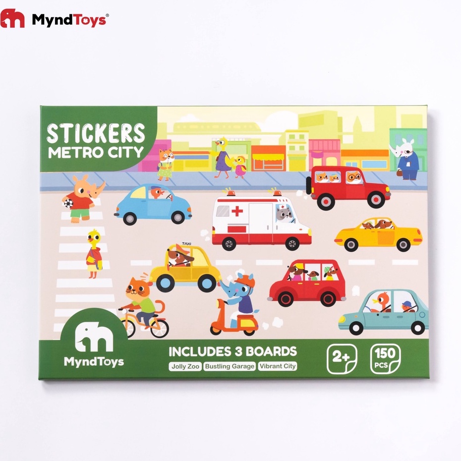Bộ Tranh Dán Xe và Phố Phường Thành Phố Metro City - Gồm 3 Tranh Nền và 150 Stickers - MyndToys