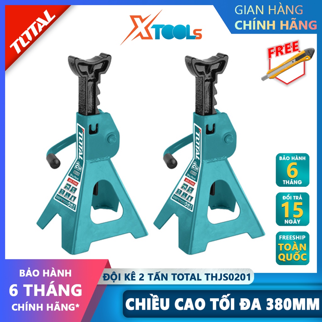 Đội kê 2 tấn TOTAL THJS0201 Đội kê ô tô Chiều cao nâng tối thiểu 250mm Chiều cao nâng tối đa 380mm nâng hàng hóa, vật kh
