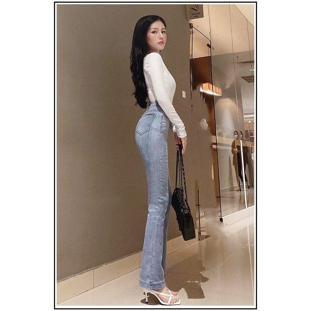 Quần jean nữ lưng cao LOE LAI BẢN TO bảng size 26-30 chất jean giãn tốt L2/10BT-11