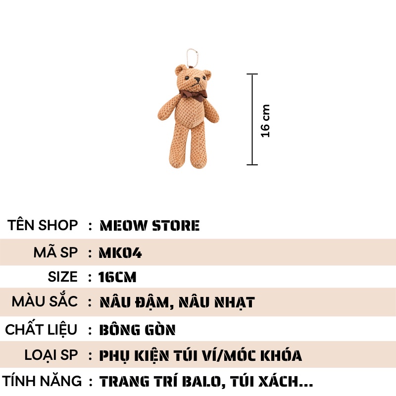 Móc khóa gấu bông trang trí túi xách balo thời trang cute MEOW STORE MK04