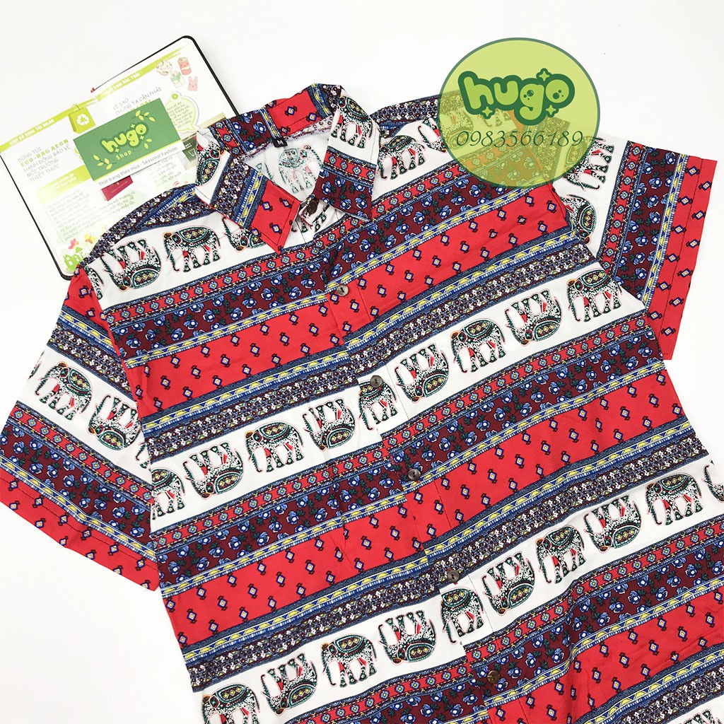 Áo thổ cẩm 🌈 Freeship 🌈 Áo sơ mi lanh thái hoạ tiết thổ cẩm phom to nhiều màu | BigBuy360 - bigbuy360.vn