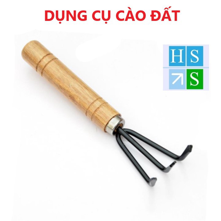 Bộ 03 Dụng cụ làm vườn mini cán gỗ (Xẻng + Bay + Cào đất) dùng đa năng trồng rau trồng hoa chăm cây cảnh tiện lợi