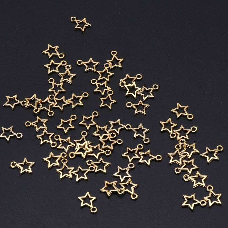 Ivy 50Pcs Star Metal Charm Pendant Open Bezel Setting Frame Resin Blank for Jewelry