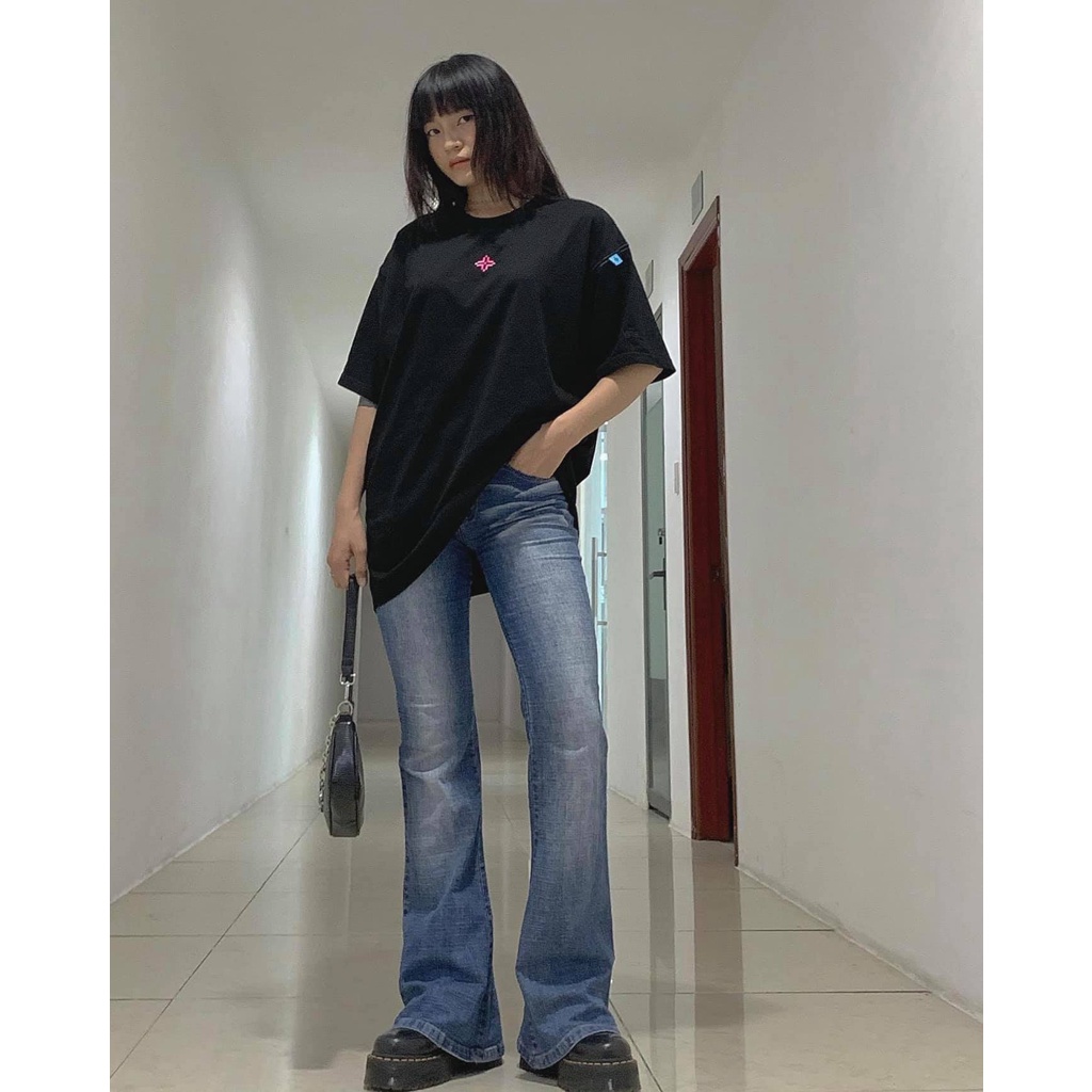 Áo thun Tee Levents XL Logo Áo thun tay lỡ nam nữ logo XL màu đen chữ hồng chất cotton cao cấp