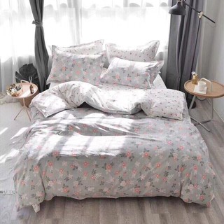 Bộ chăn ga gối cotton poly vintage hoa