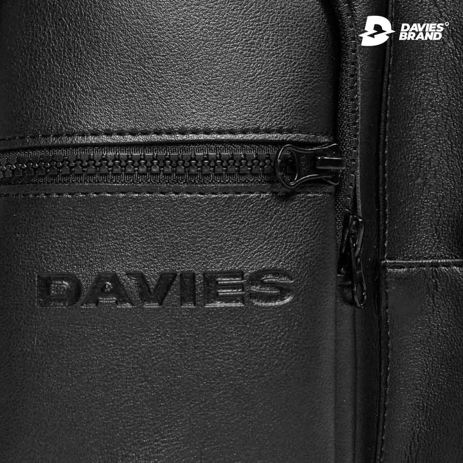 Balo đi học nam nữ Davies da màu đen Leather Box Backpack.