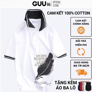 Áo thun cổ trụ nam GUU vải cotton xuất xịn form polo chuẩn