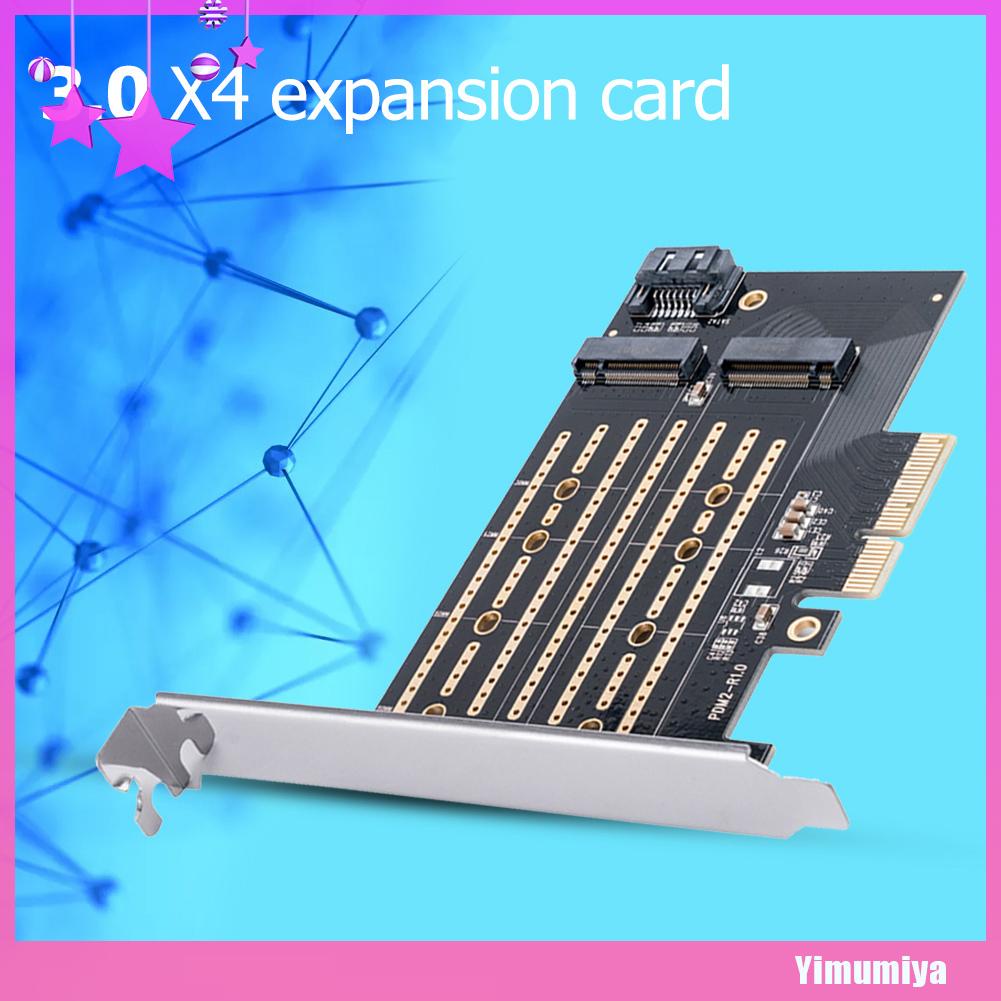 （Yimumiya） ORICO M.2 NVME SATA to PCI-E 3.0 X4 Expansion Riser Card Dual M.2 PCIE Adapter