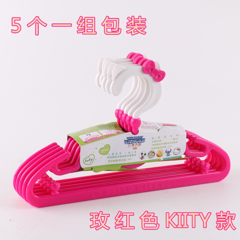 Móc Treo Quần Áo Em Bé Bằng Nhựa Màu Trơn Hình Chuột Mickey/Mèo kitty Dễ Thương