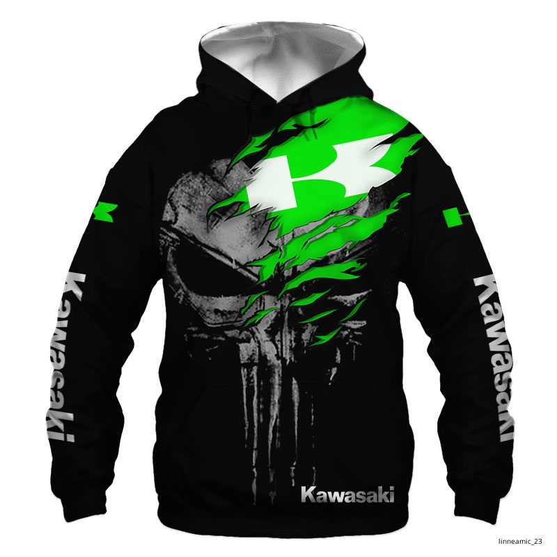 KAWASAKI Áo Khoác Hoodie Có Khóa Kéo In Hình Kỹ Thuật Số 3D Thời Trang Xuân Thu Mới 2022