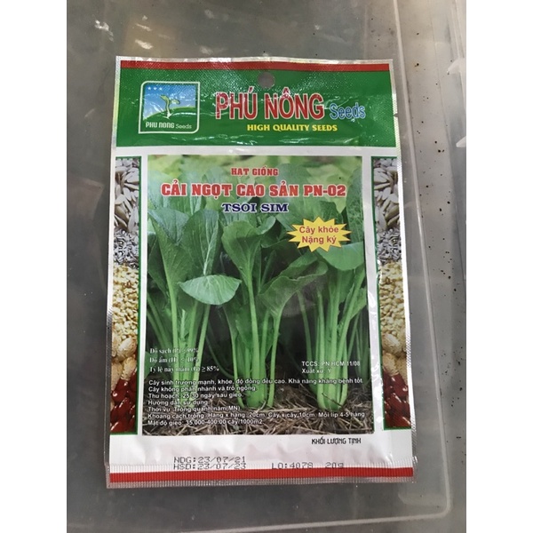 Hạt Giống Rau Cải Ngọt Cao Sản gói 20g