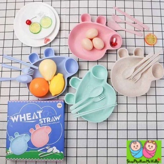 Khay ăn dặm lúa mạch hình heo Peppa Pig (kèm dĩa và thìa cho bé)
