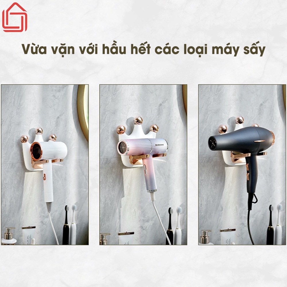 Giá treo máy sấy tóc hình vương miện, kệ đỡ máy sấy tóc nhà tắm - nhamoi
