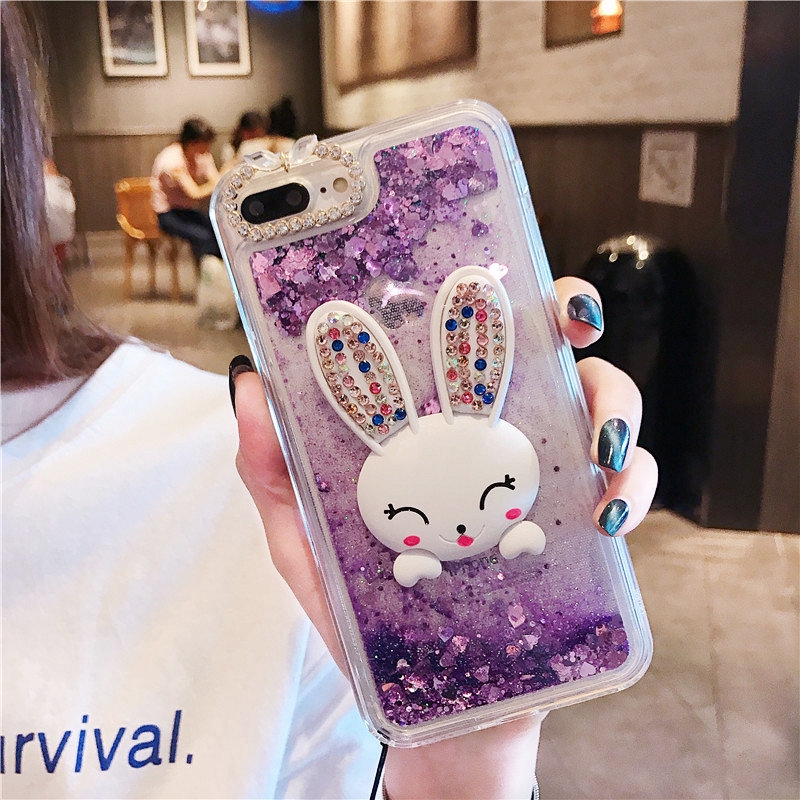 Ốp điện thoại kim tuyến nước hình thỏ dễ thương dành cho iPhone 6 6s 7 8 Plus X XS Max XR