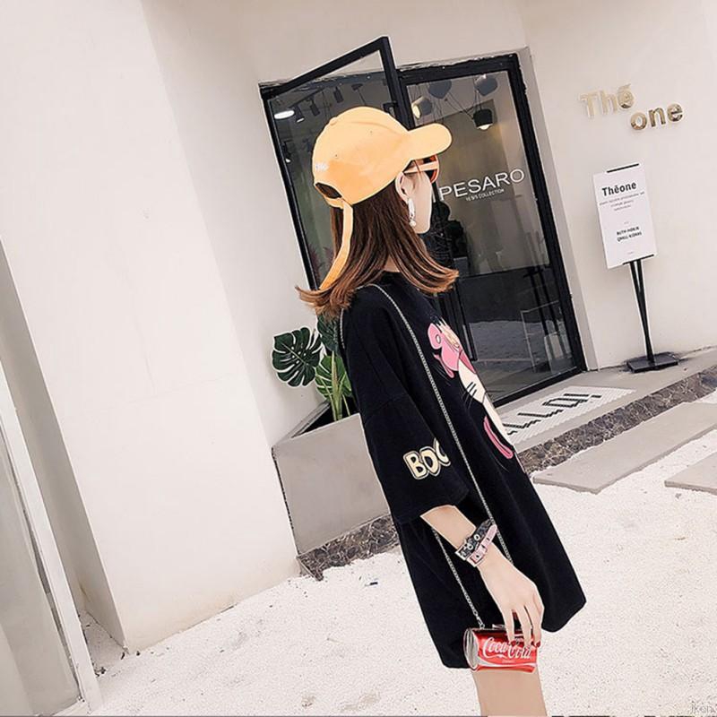 Áo thun cổ tròn ngắn tay bằng cotton họa tiết hoạt hình thời trang đường phố dành cho nữ