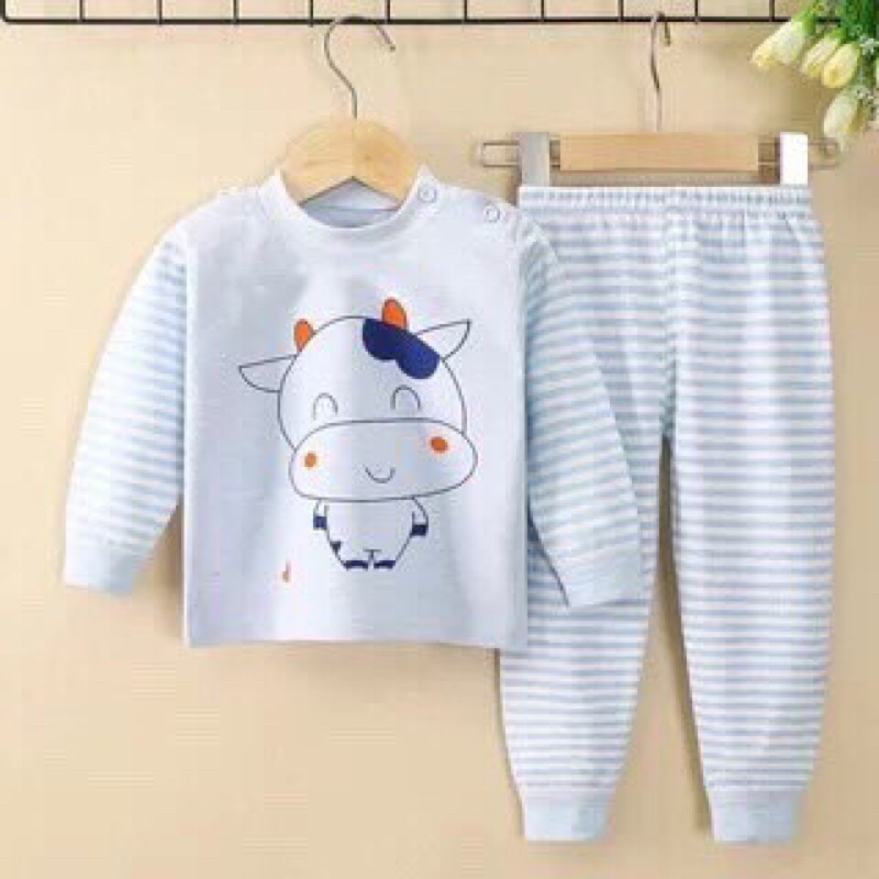 Bộ thu đông dài tay cotton len siêu mềm mại 6 màu cho bé cao từ 73-110cm