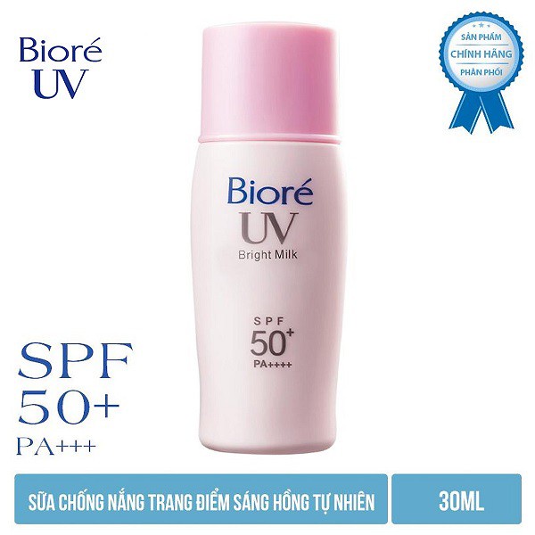 Sữa Chống Nắng trang điểm Nâng tông da Sáng Hồng Tự Nhiên Biore (30ml)