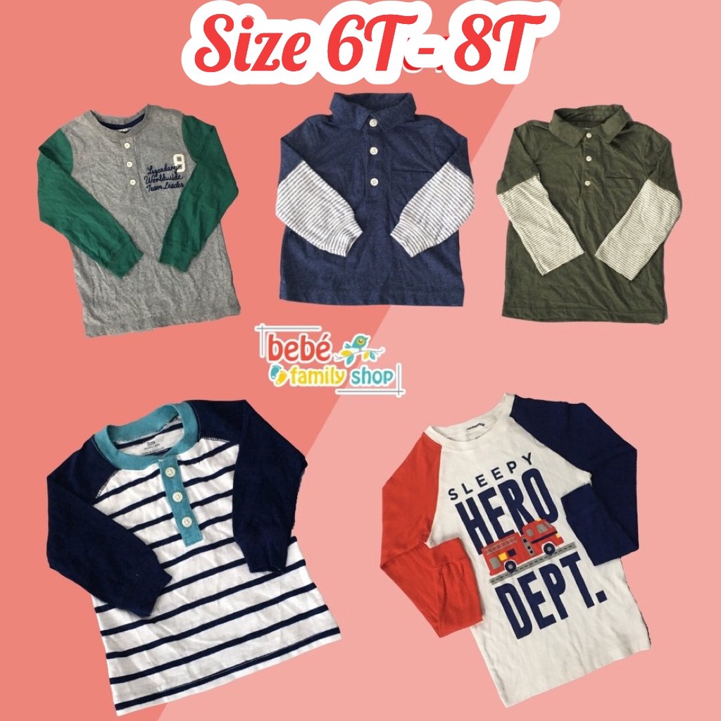 [Size 6-8T] Áo thun bé trai tay dài Carters/ áo thun bé trai dài tay thun cotton xuất dư - ATD - bebefamilyshop