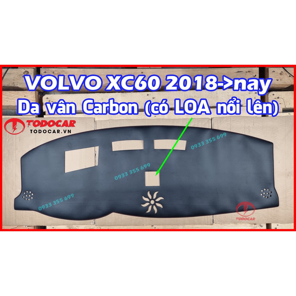 Thảm Taplo VOLVO XC60 bằng Nhung lông Cừu, Da vân Carbon, Da vân Gỗ 2018 2019 2020 2021 2022 2023 2024 2025