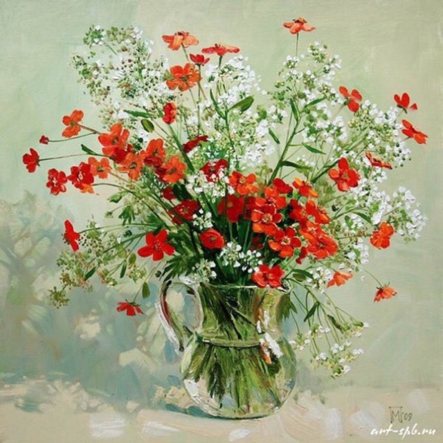 Tranh thêu ruy băng 55x55cm