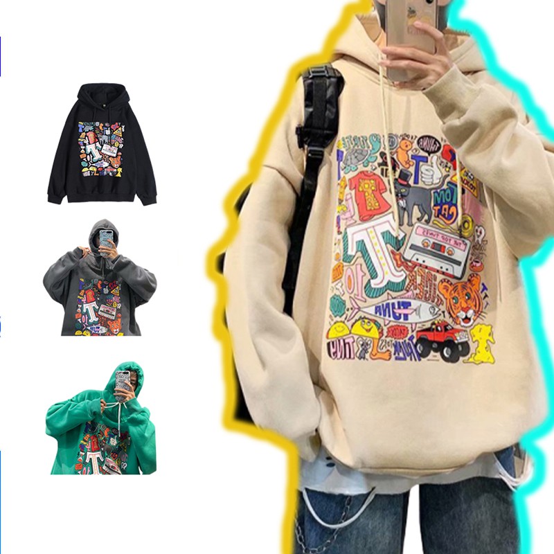 Áo Hoodie Nam Nữ phong cách hajaruku cá tính, in hình trước ngực New 2021 | BigBuy360 - bigbuy360.vn