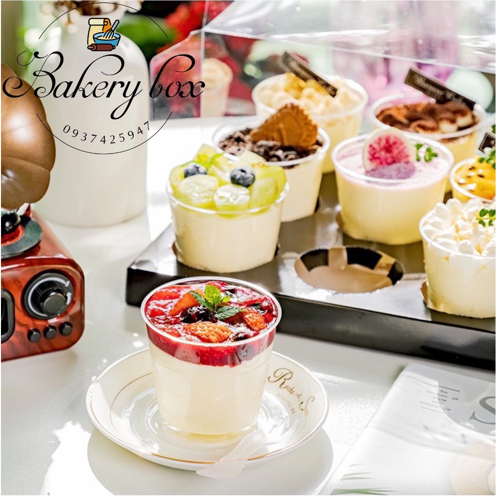 Ly Mica Nắp Cầu Đựng Mousse, Tiramisu, Panna Cotta 200ml