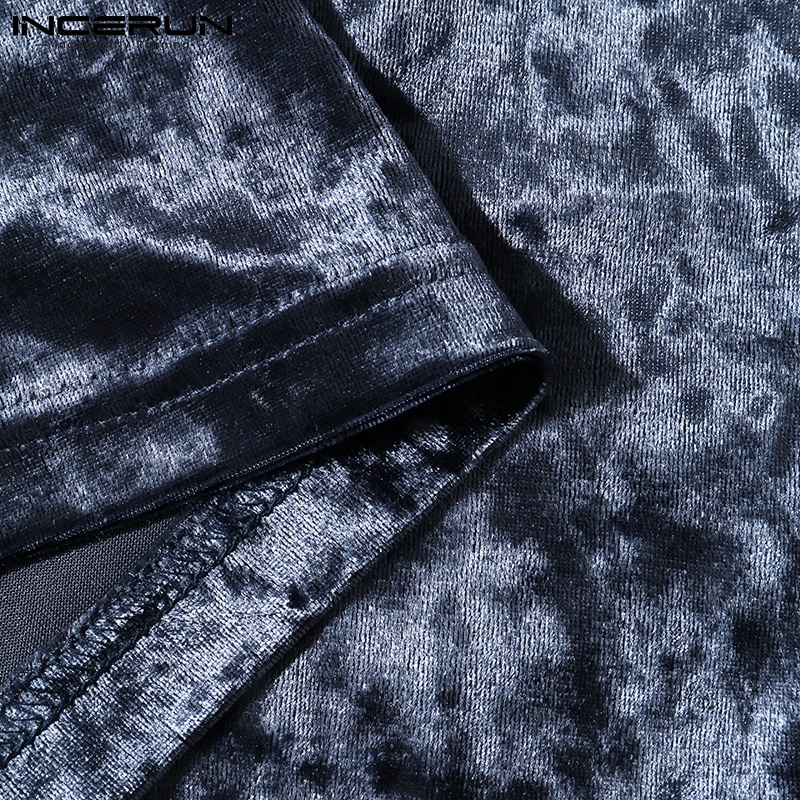 Áo Kiểu INCERUN Vải Nhung Cổ Cao Dài Tay Thời Trang 3 Màu Lựa Chọn Cho Nam