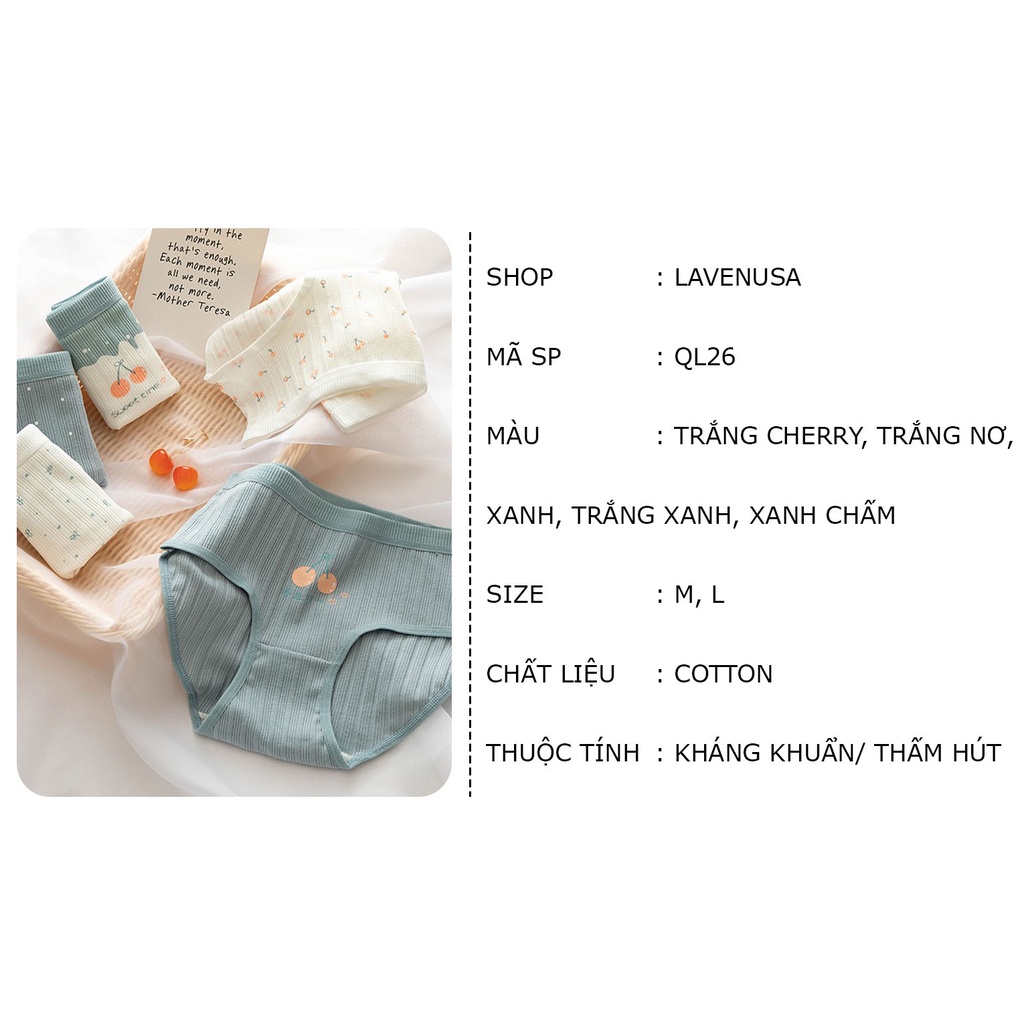 Quần lót nữ Cotton mềm mại kháng khuẩn nhiều hình dễ thương LAVENUSA QL26