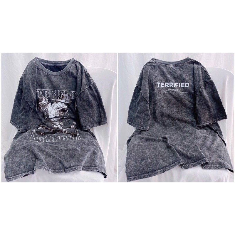 Áo Thun was Tay Lỡ form rộng TERRIFIED Badha biit Unisex 2t clothes