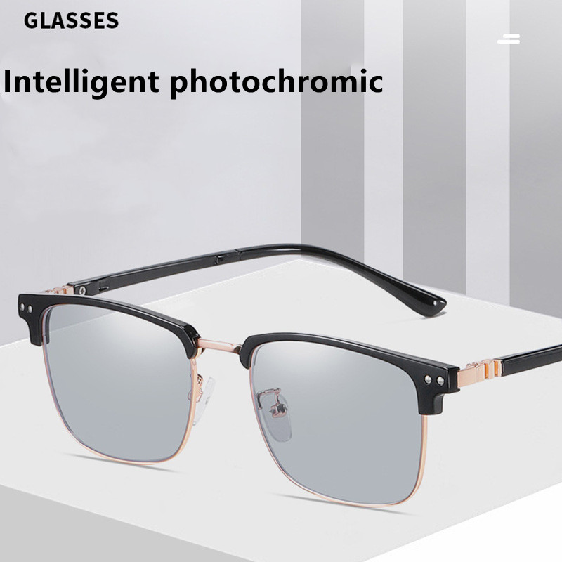 Kính Chống Ánh Sáng Xanh Gọng Kim Loại Thay Đổi Màu Sắc Thời Trang Cho Nam