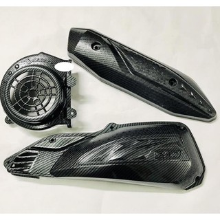 Bộ 3 món dành cho xe vision 2014-2020 che pô, pô e, quạt mạ crom xi hay vân carbon đen