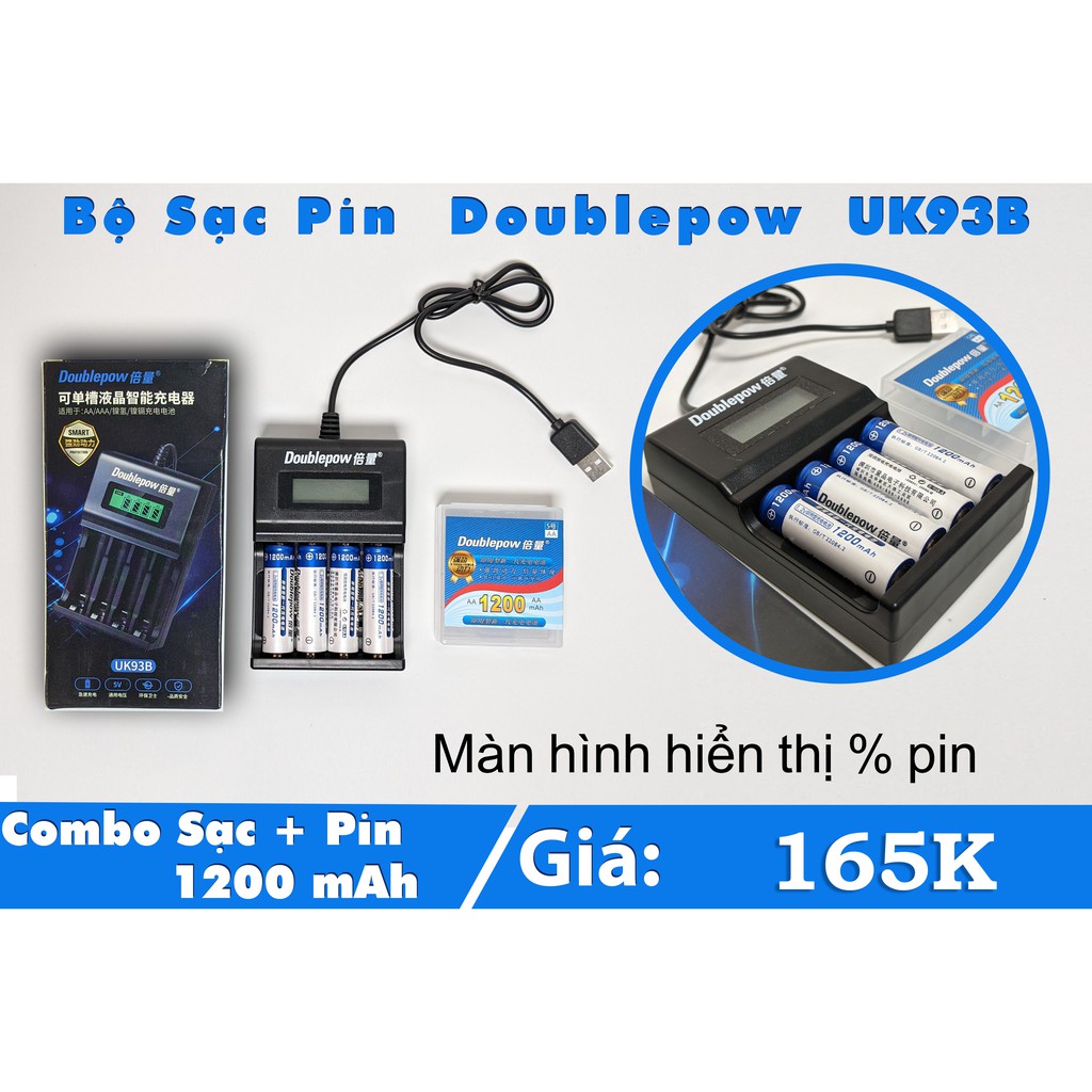 Combo pin AA 3200mAh kèm sạc hoặc pin riêng Doublepow UK93B giá siêu tốt hàng nhập loại 1 - Bảo hành 12 tháng