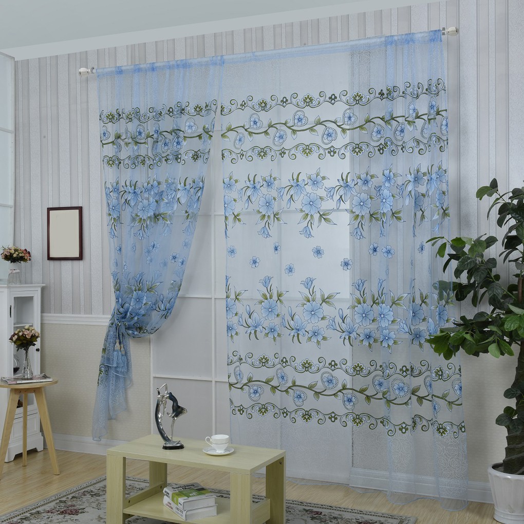 Rèm cửa họa tiết hoa bằng polyester trang trí nhà