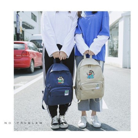 Korean Backpack Embroidery Version Couple School Backpack Students SPAO X Crayon Shinchan Bear Bag