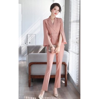 BỘ VEST DÁNG DÀI PHỐI NÚT TAY XẺ SANG TRỌNG - DF569