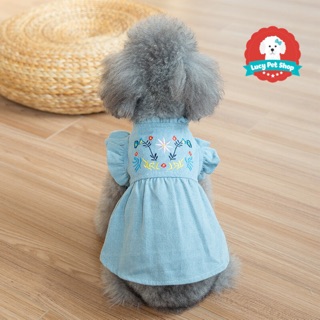 Váy bò thêu hoa cho chó thời trang cho cún thú cưng