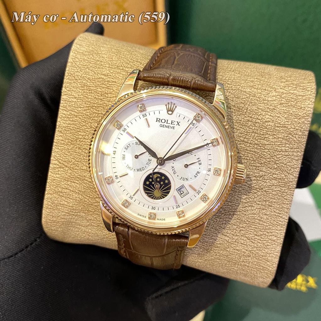 Đồng hồ nam RL máy cơ automatic mặt tròn classic dây da sang trọng có bảo hành DH559 shop114 | BigBuy360 - bigbuy360.vn