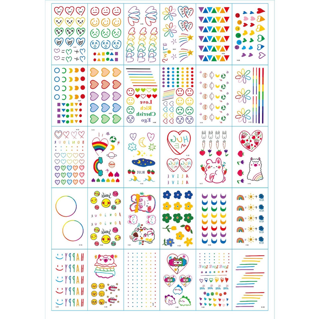 Set 30 Hình Xăm Dán Họa Tiết Hoạt Hình Thời Trang